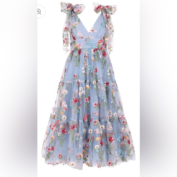 JessaKae Dresses & Skirts - New JessaKae Margaret v-neck embroidered floral midi dress in blue
